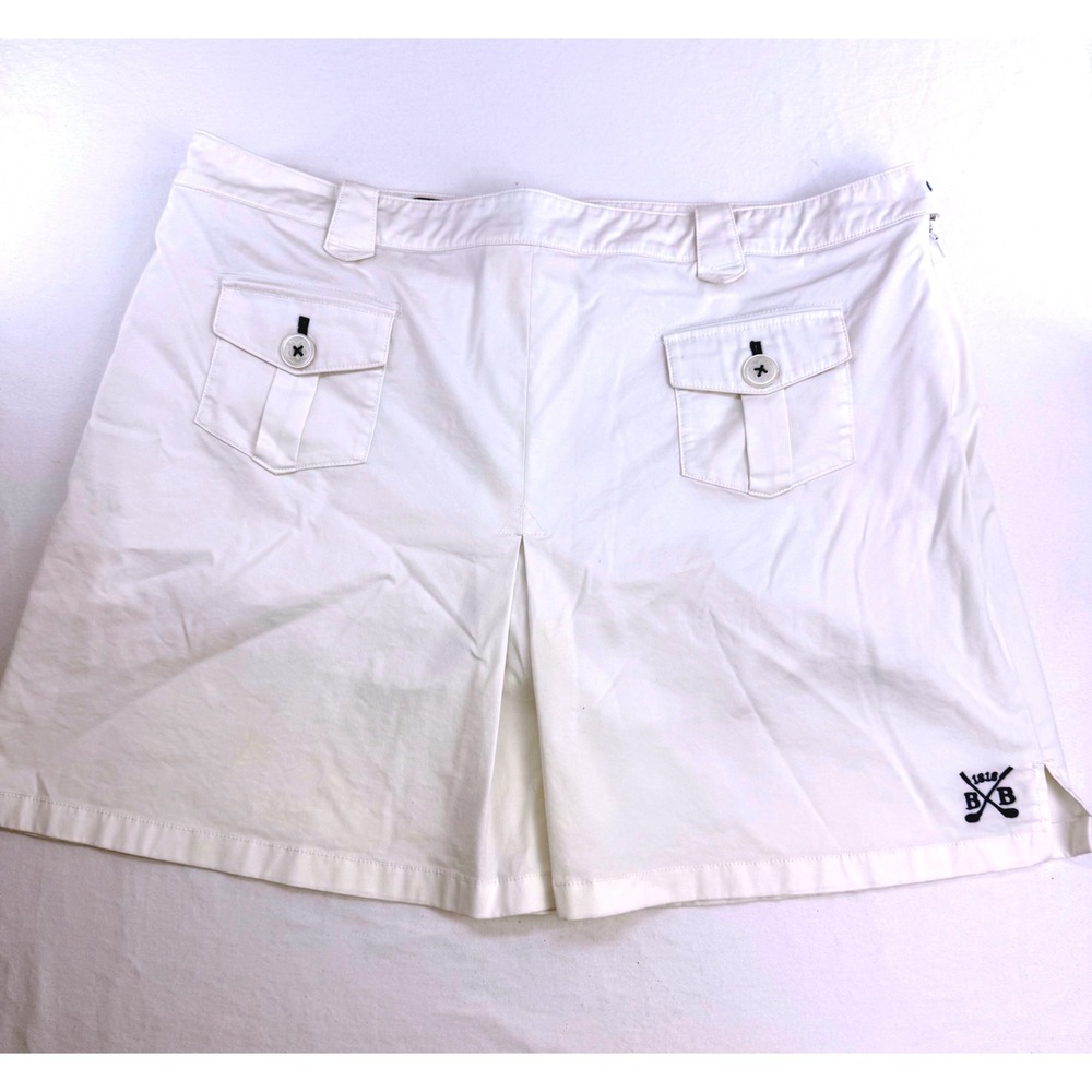 Brooks Brothers ProSport White Golf Skort Cargo Pockets Size 14 Logo Embroidery
